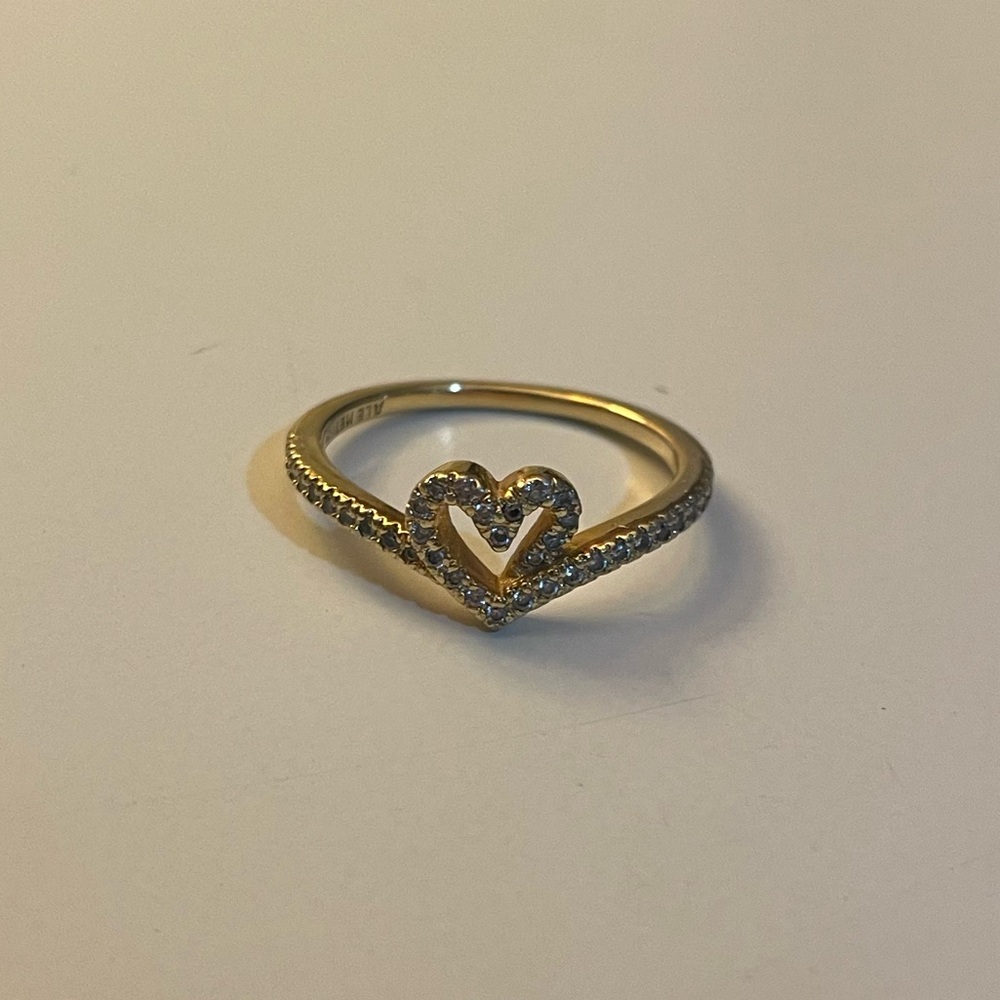 Pandora Gold Heart Ring with Silver Accents